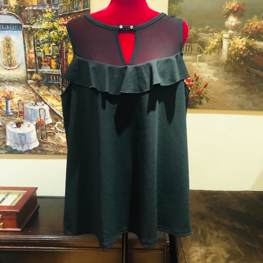 NWT- Michel Studio Ruffle Detail Knit Top